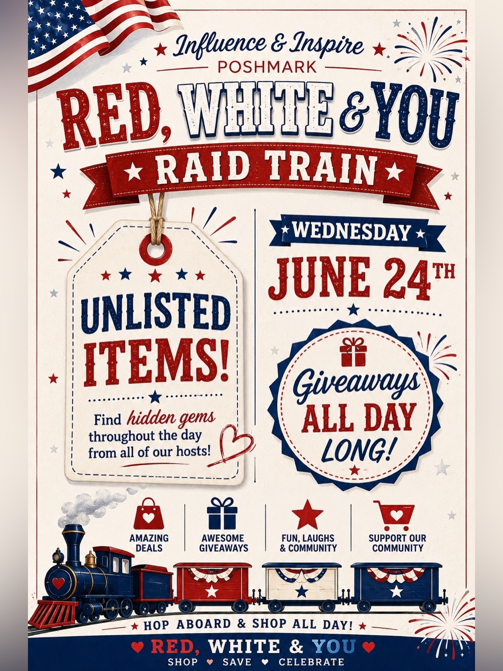 🚂 Unlisted Item Winner 🇺🇸Red, White & You - Raid Train🇺🇸